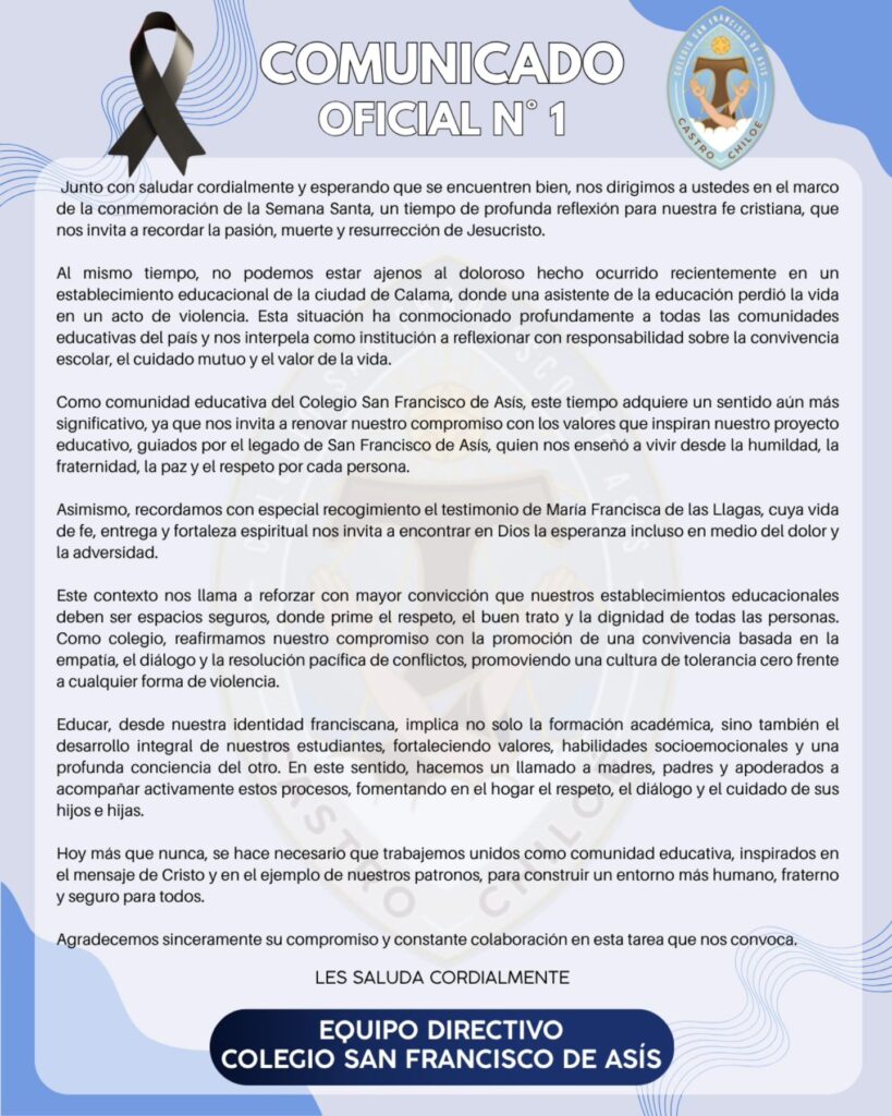 comunicado colegio san francisco de asis